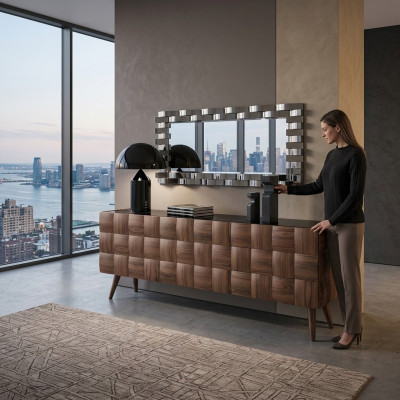 Luxus Sideboard mat Spigel Iesszëmmer Komplett Ariichtung Design Miwwelen