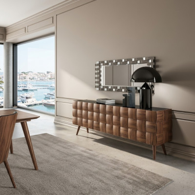 Luxus Sideboard mat Spigel Iesszëmmer Komplett Ariichtung Design Miwwelen