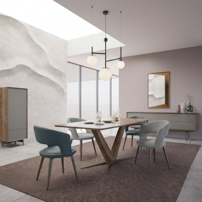 Iesszëmmer Komplett 8-Stéck Set Stull Nei Iessdësch Sideboard Design Vitrinn