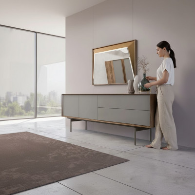 Komplett Iesszëmmer Säitbriet mat Spigel Design Holzkabinett Ariichtung