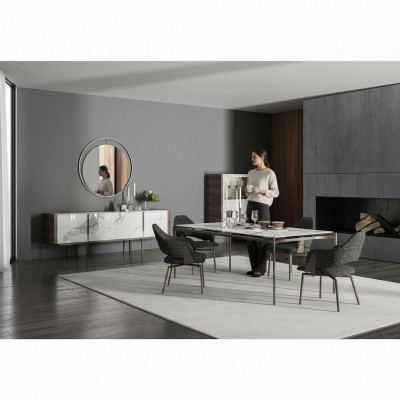 Luxus Iesszëmmer Set 8tlg Ariichtung Iessdësch Still 4x Holz Miwwelen Sideboard