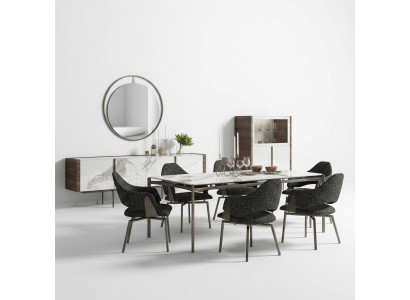 Luxus Iesszëmmer Set 8tlg Ariichtung Iessdësch Still 4x Holz Miwwelen Sideboard