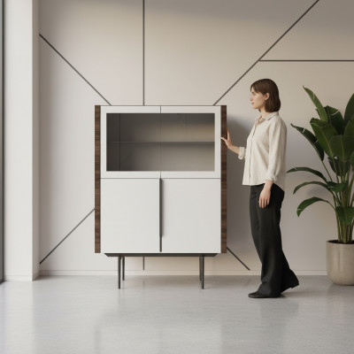 Iesszëmmer Vitrin Luxus Ariichtung Design Miwwelen Schief Modern Nei