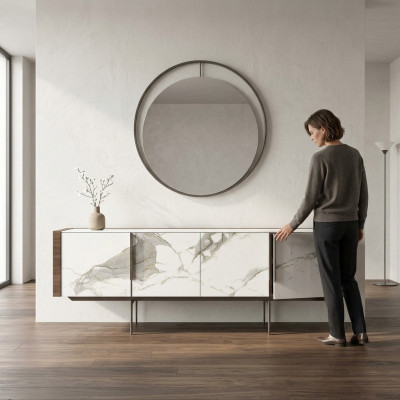Luxus Iesszëmmer Modern Säitbord mat Spigel Design Ariichtung Nei