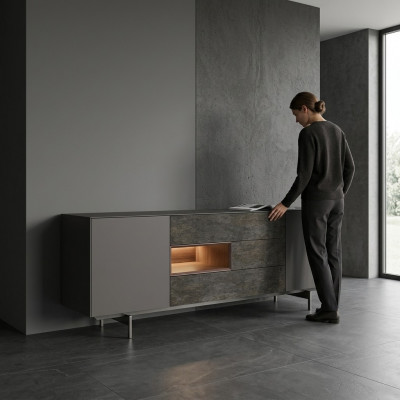 Iesszëmmer Modern Sideboard Design Miwwelen Luxus Ariichtung Holzschaf