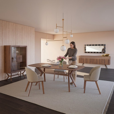 Modern Design Iesszëmmer Komplett Iessdësch 4x Still Luxus Sideboard Nei Vitrin