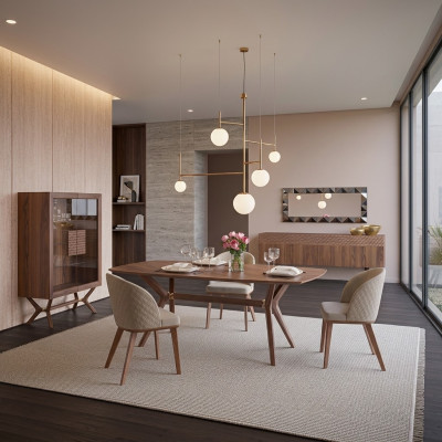 Modern Design Iesszëmmer Komplett Iessdësch 4x Still Luxus Sideboard Nei Vitrin