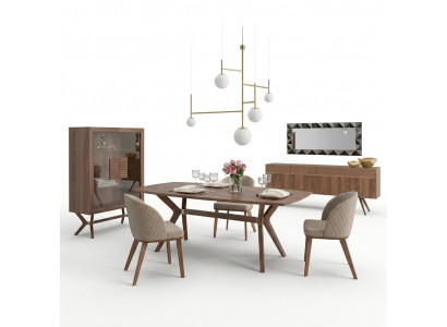 Modern Design Iesszëmmer Komplett Iessdësch 4x Still Luxus Sideboard Nei Vitrin