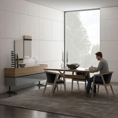 Luxus Iesszëmmer Set 8-tlg Iessdësch Komplett Still Sideboard mat 2x Spigel Nei