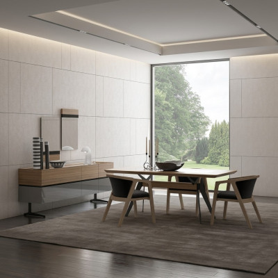 Luxus Iesszëmmer Set 8-tlg Iessdësch Komplett Still Sideboard mat 2x Spigel Nei