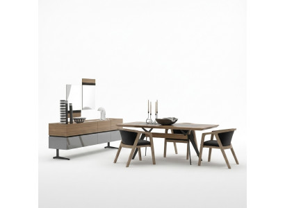 Luxus Iesszëmmer Set 8-tlg Iessdësch Komplett Still Sideboard mat 2x Spigel Nei