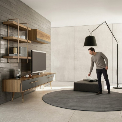 Moderne Set TV-Stander Design Wunnwand Wunnzëmmer Wandregal Luxus Wandspäicher