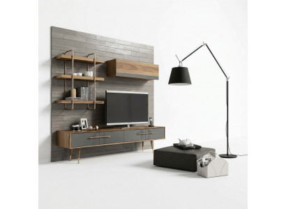 Moderne Set TV-Stander Design Wunnwand Wunnzëmmer Wandregal Luxus Wandspäicher