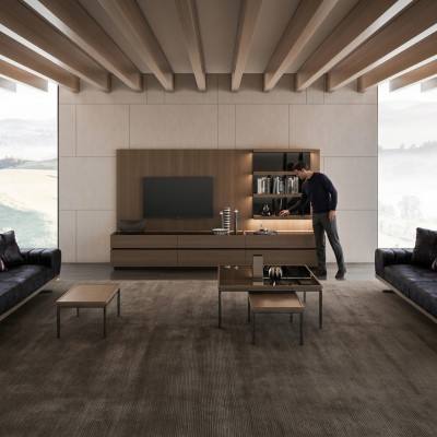 Holzmöbel Wunnzëmmer Luxus Wunnwand Modernen Design Ariichtung Nei