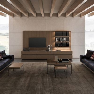 Holzmöbel Wunnzëmmer Luxus Wunnwand Modernen Design Ariichtung Nei