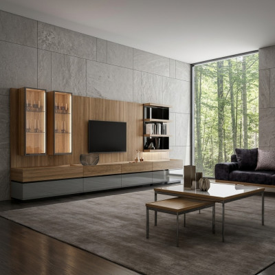 Modernen Design Ariichtung Wunnwand Set TV-Stänn Wandregaler Holzmiwwelen Nei