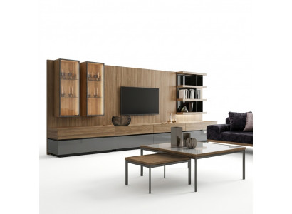 Modernen Design Ariichtung Wunnwand Set TV-Stänn Wandregaler Holzmiwwelen Nei
