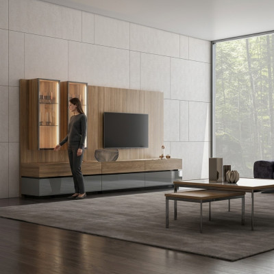 Luxus Komplett Wunnwand Braun Miwwelen Designer Set Ariichtung TV-Stänner Modern