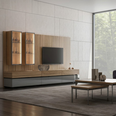 Luxus Komplett Wunnwand Braun Miwwelen Designer Set Ariichtung TV-Stänner Modern
