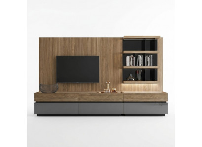 Wunnzëmmermiwwelen Wunnwand 320 cm Ariichtung Braun Luxus Wand Regaler