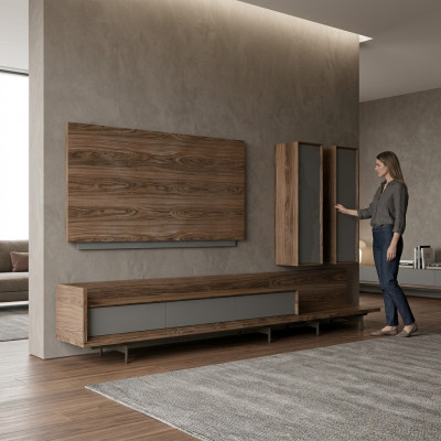 Wunnzëimmermiwwelen TV-Stänner Komplett Mauer-Schaf TV-Rahmen Designer Ariichtung