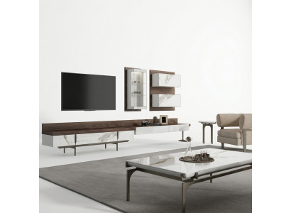 Wunnwand TV-Stänner Säitestéck Wandschaf Modern Wunnzëmmer Hänkvitrinn Holz