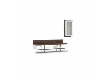 Wunnzëmmer Set 2 Deeler TV-Stänner Komplett Hänkvitrinn Luxus Modern Design