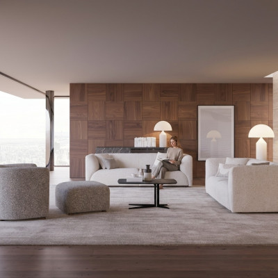 Wunnzëmmersmëttelen 4 Stéck Sofagarnitur 2x Dräisëtzer Sofa Luxus Hocker Nei Fauteuil
