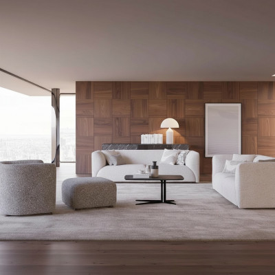 Wunnzëmmersmëttelen 4 Stéck Sofagarnitur 2x Dräisëtzer Sofa Luxus Hocker Nei Fauteuil