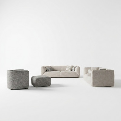 Wunnzëmmersmëttelen 4 Stéck Sofagarnitur 2x Dräisëtzer Sofa Luxus Hocker Nei Fauteuil