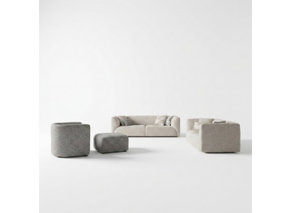 Wunnzëmmersmëttelen 4 Stéck Sofagarnitur 2x Dräisëtzer Sofa Luxus Hocker Nei Fauteuil