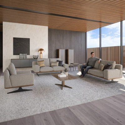Sofagarnitur Gepolstert Miwwelen Sofa Wunnzëmmer 5stéck Couchtisch Holz Säitentisch Nei