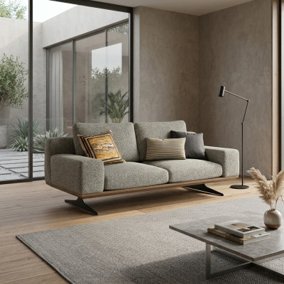 Modern Sofa Wunnzëmmer Couch Zweisëtzer Polstersofa Textil Miwwelen Designer Nei