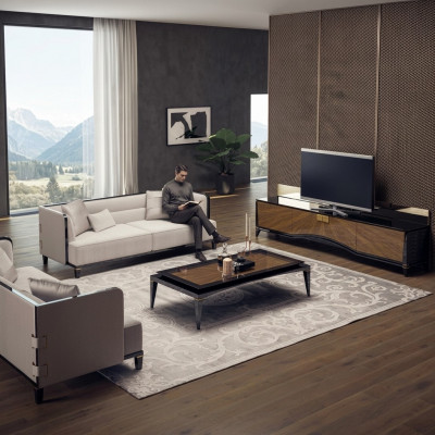 Polstermöbel Sofa Couch Designer 2x Dräisëtzer Sofas Modern Wäiss Ariichtung