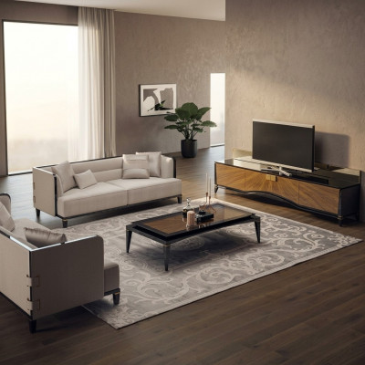 Polstermöbel Sofa Couch Designer 2x Dräisëtzer Sofas Modern Wäiss Ariichtung