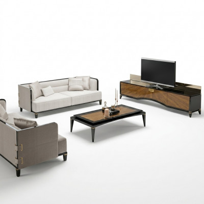 Polstermöbel Sofa Couch Designer 2x Dräisëtzer Sofas Modern Wäiss Ariichtung