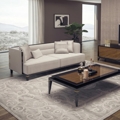 Wunnzëmmer Modern Wäiss Sofa Dräisëtzer Couch Designer Polsterméibel