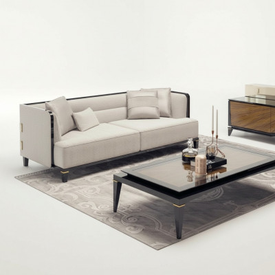 Wunnzëmmer Modern Wäiss Sofa Dräisëtzer Couch Designer Polsterméibel