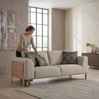 Zwee-Sëtz Sofa Wunnzëmmer Polstermöbel Design Couch Ariichtung Textil Nei
