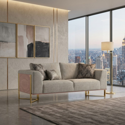 Zwee-Sëtz Sofa Wunnzëmmer Polstermöbel Design Couch Ariichtung Textil Nei