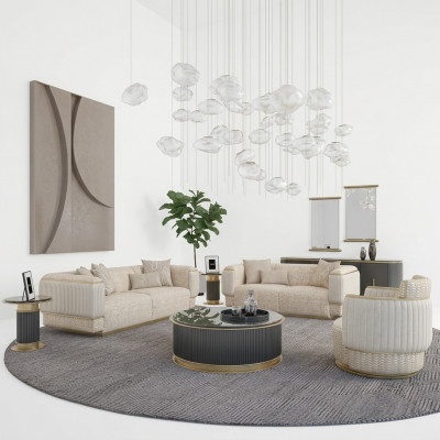 Canapé komplett 3 Deeler Wunnzëmmer Design Dräisëtzer Canapé-Suite Zweisëtzer Couch