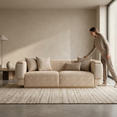Dreesëtzeger Sofa Textil Wunnzëmmer Beige Polstermébel Luxus Sofas Canapé