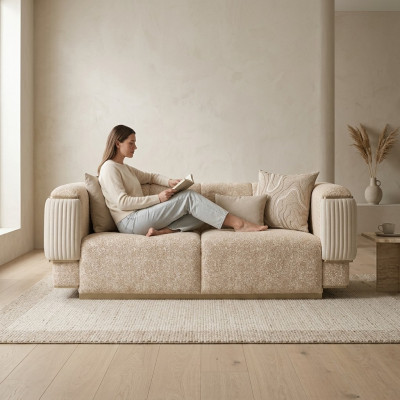 Luxus Stuff Miwwelen Canapé Couch Zwëschesëtz Beige Canapéën Polstermiwwelen