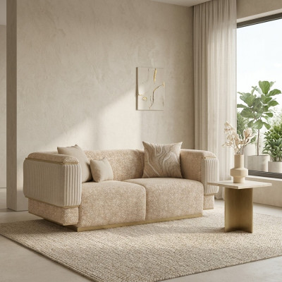 Luxus Stuff Miwwelen Canapé Couch Zwëschesëtz Beige Canapéën Polstermiwwelen