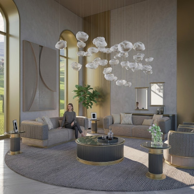 Sëtzgrupp 4-Deeler Polstersofa Wunnzëmmer Dräisëtzer Sofa Design Modern Fotell