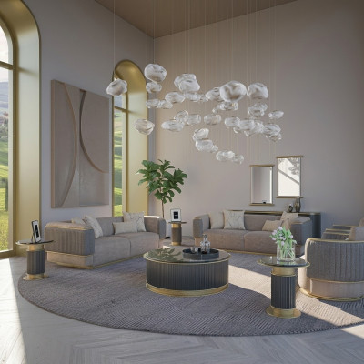 Sëtzgrupp 4-Deeler Polstersofa Wunnzëmmer Dräisëtzer Sofa Design Modern Fotell
