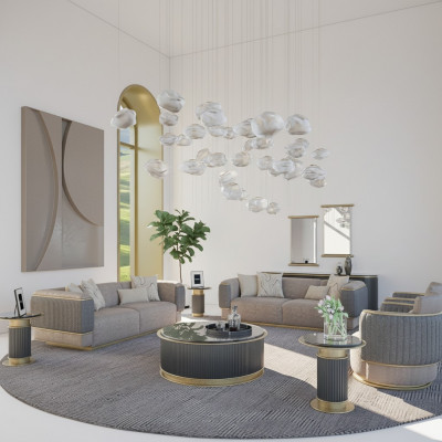 Sëtzgrupp 4-Deeler Polstersofa Wunnzëmmer Dräisëtzer Sofa Design Modern Fotell