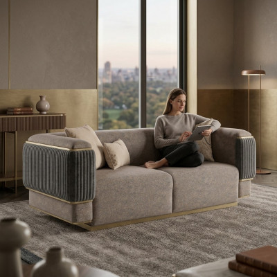 Modern Design Gro Zweesëtzer Sofa Couch Wunnzëmmer Ariichtung Nei
