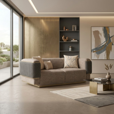 Modern Design Gro Zweesëtzer Sofa Couch Wunnzëmmer Ariichtung Nei