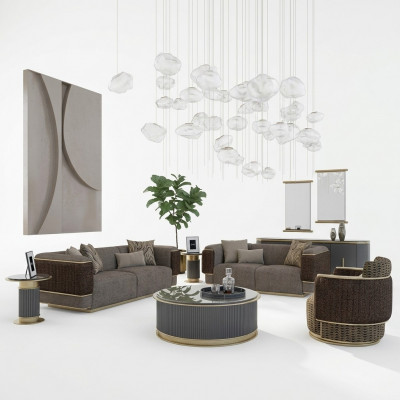 Wunnzëmmer Gepolstert Miwwelen Sofa Set Zweekascht Dräikascht Sofa Canapé Luxus Fotel